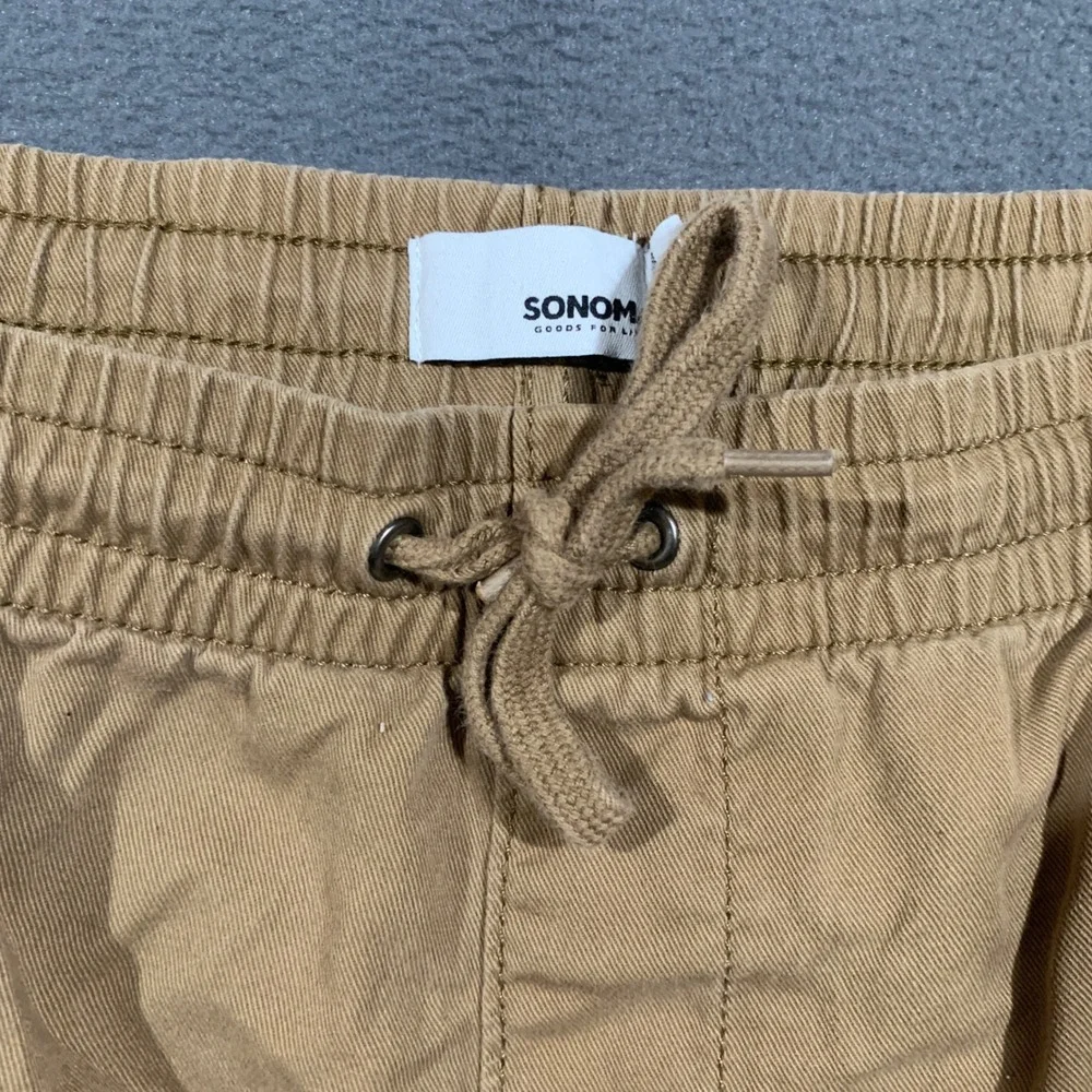 Sonoma Pull On Shorts Mens XL Khaki Tan Cotton Elastic Drawstring Casual Summer